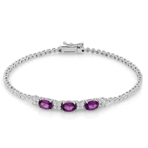 Amethyst oval bracelet with diamonds