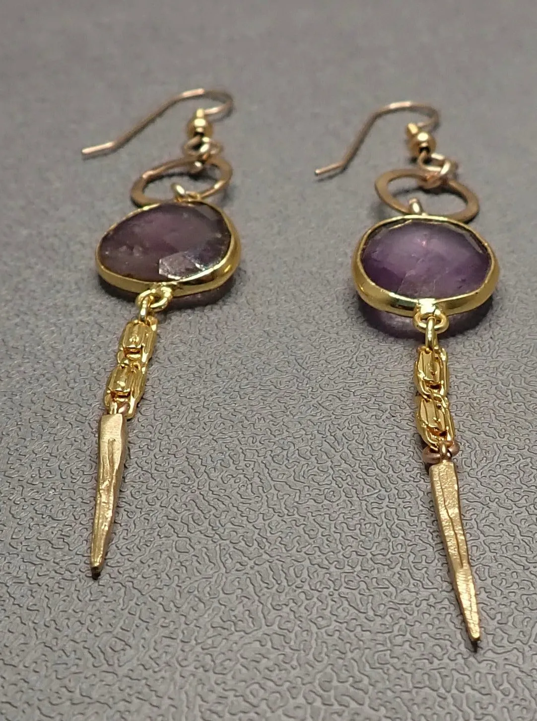 AMETHYST SPIKES EARRINGS
