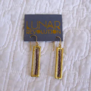 Amethyst Strand Earrings, 14K Gold Over Brass, Fair Trade