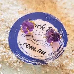 AMETHYST STUDS - GOLD PLATED 925 STUD EARRINGS