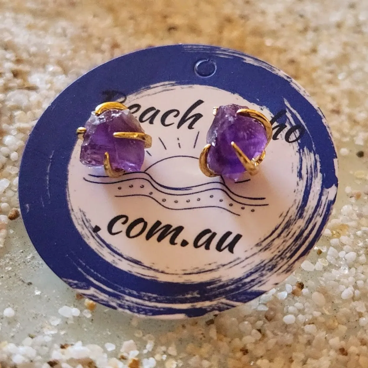 AMETHYST STUDS - GOLD PLATED 925 STUD EARRINGS