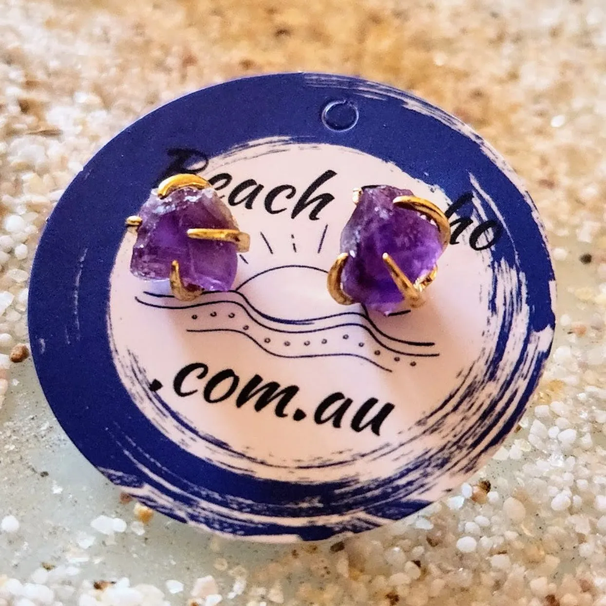 AMETHYST STUDS - GOLD PLATED 925 STUD EARRINGS