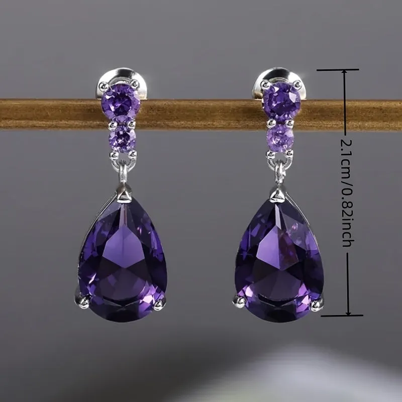 Amethyst Waterdrop Drop Earrings