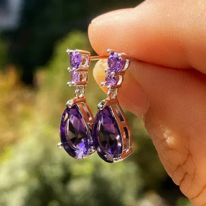 Amethyst Waterdrop Drop Earrings