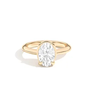 Ando Oval Sloping Semi-Bezel Ring