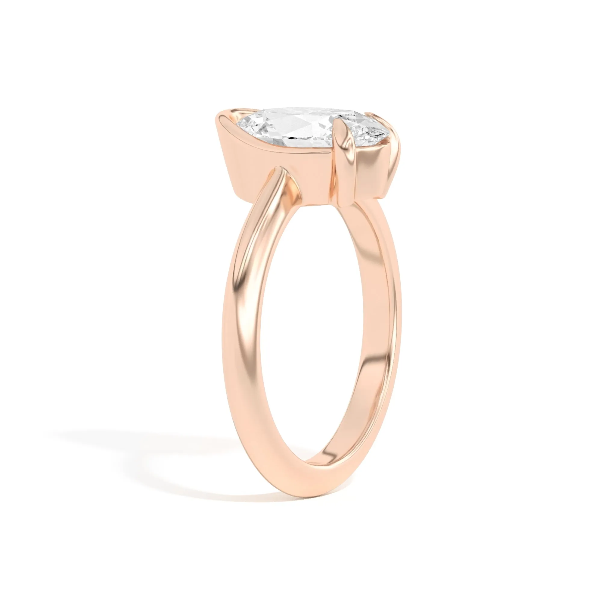 Ando Oval Sloping Semi-Bezel Ring