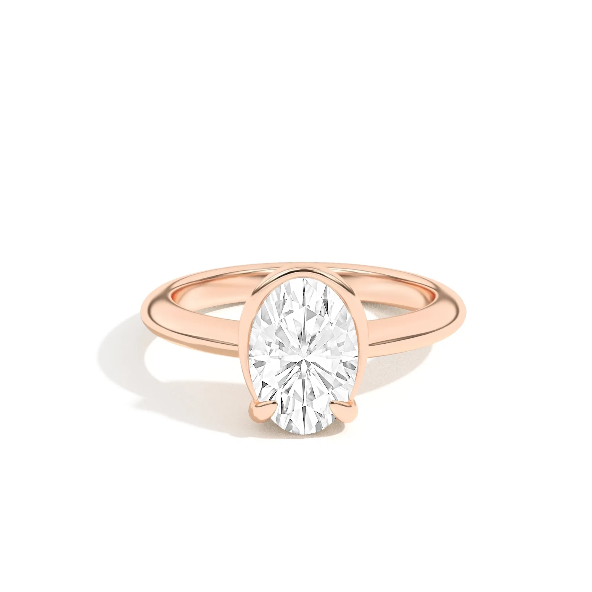Ando Oval Sloping Semi-Bezel Ring