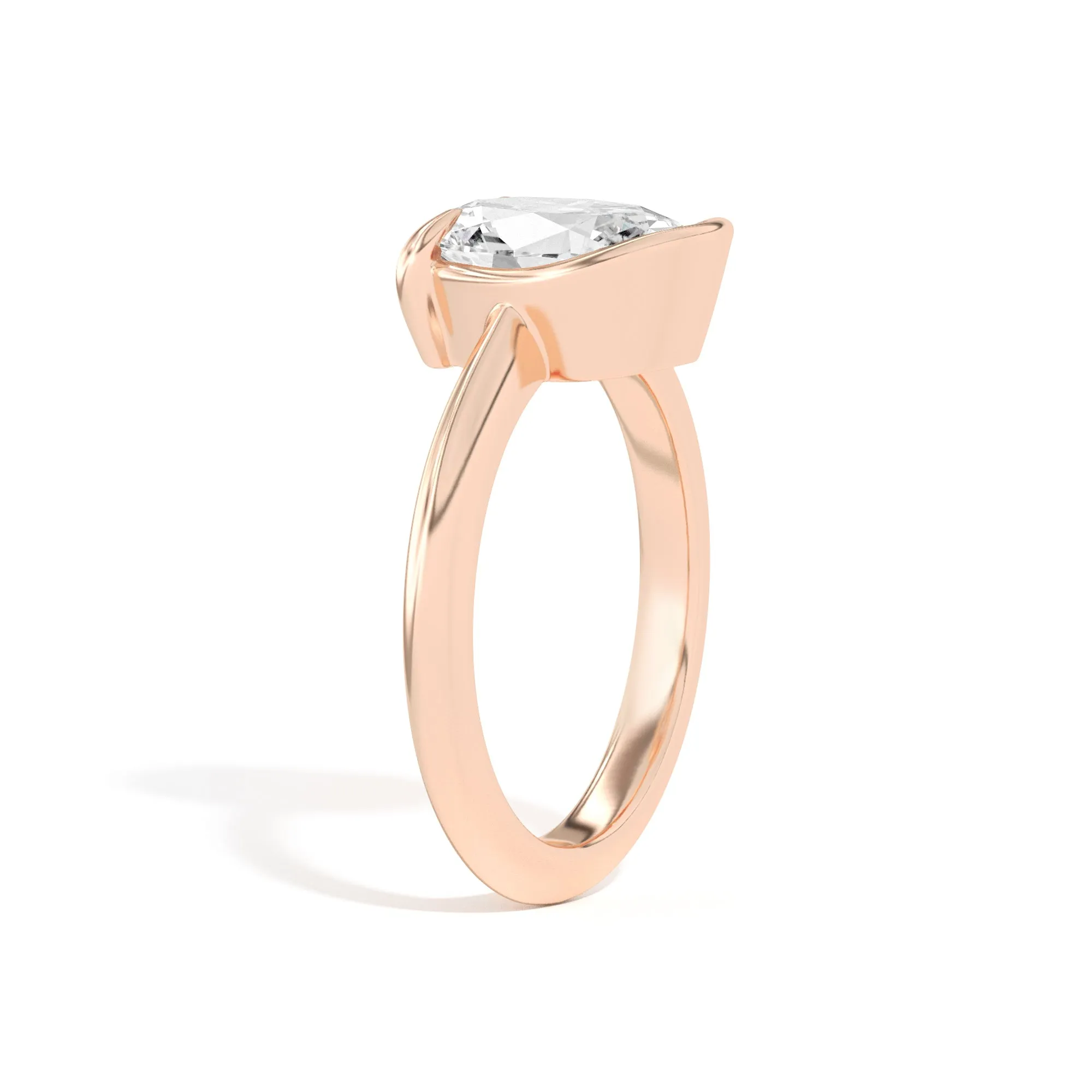Ando Oval Sloping Semi-Bezel Ring