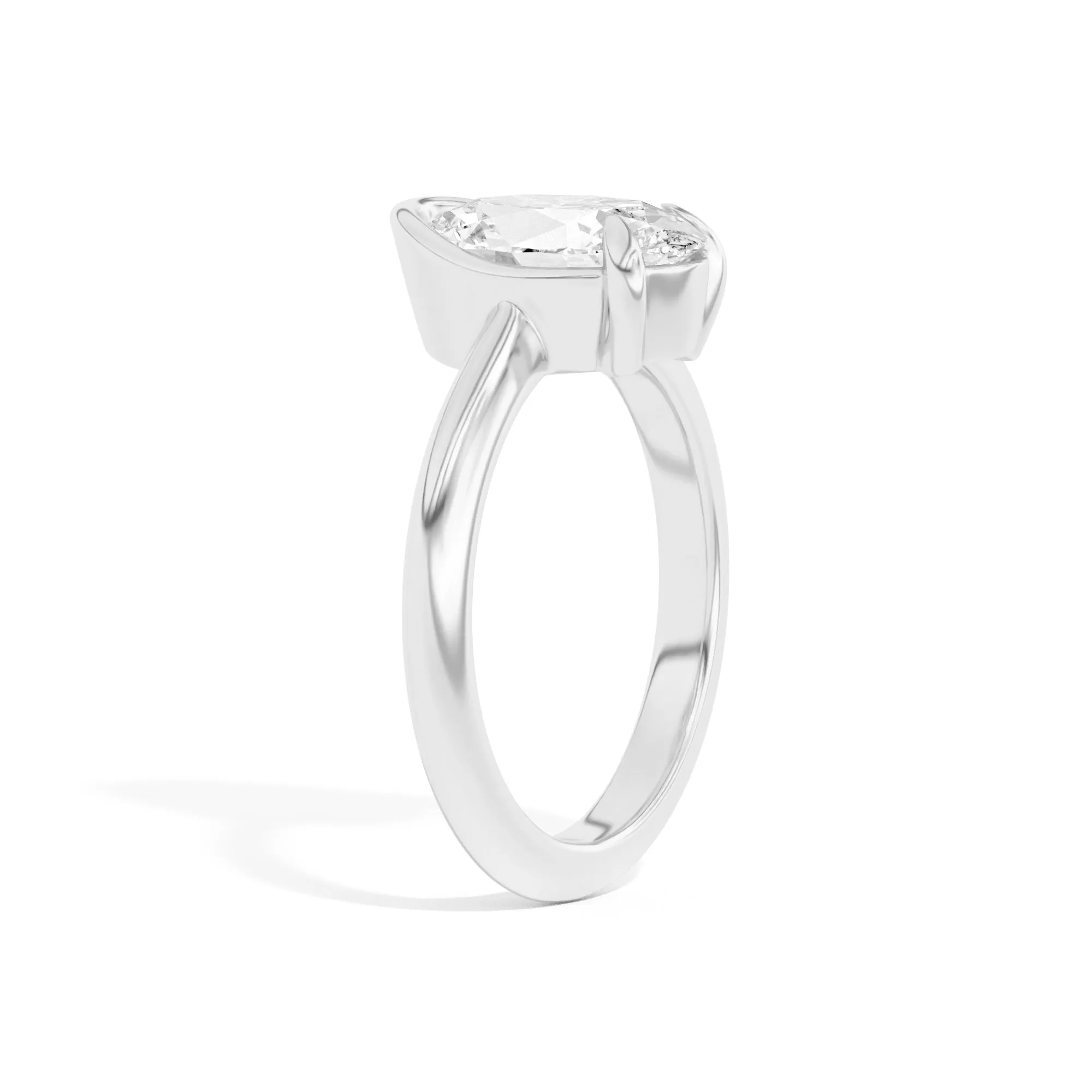Ando Oval Sloping Semi-Bezel Ring