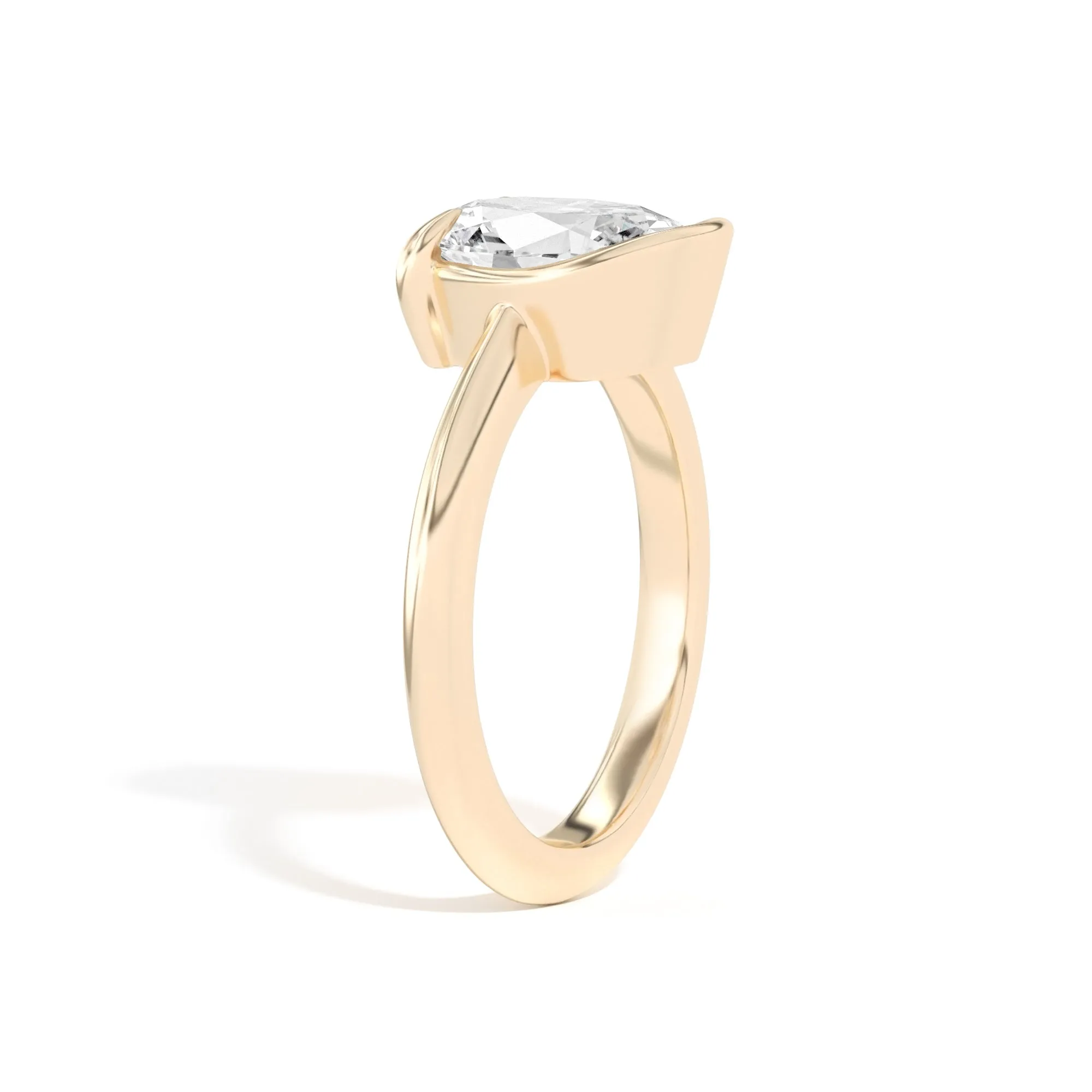 Ando Oval Sloping Semi-Bezel Ring