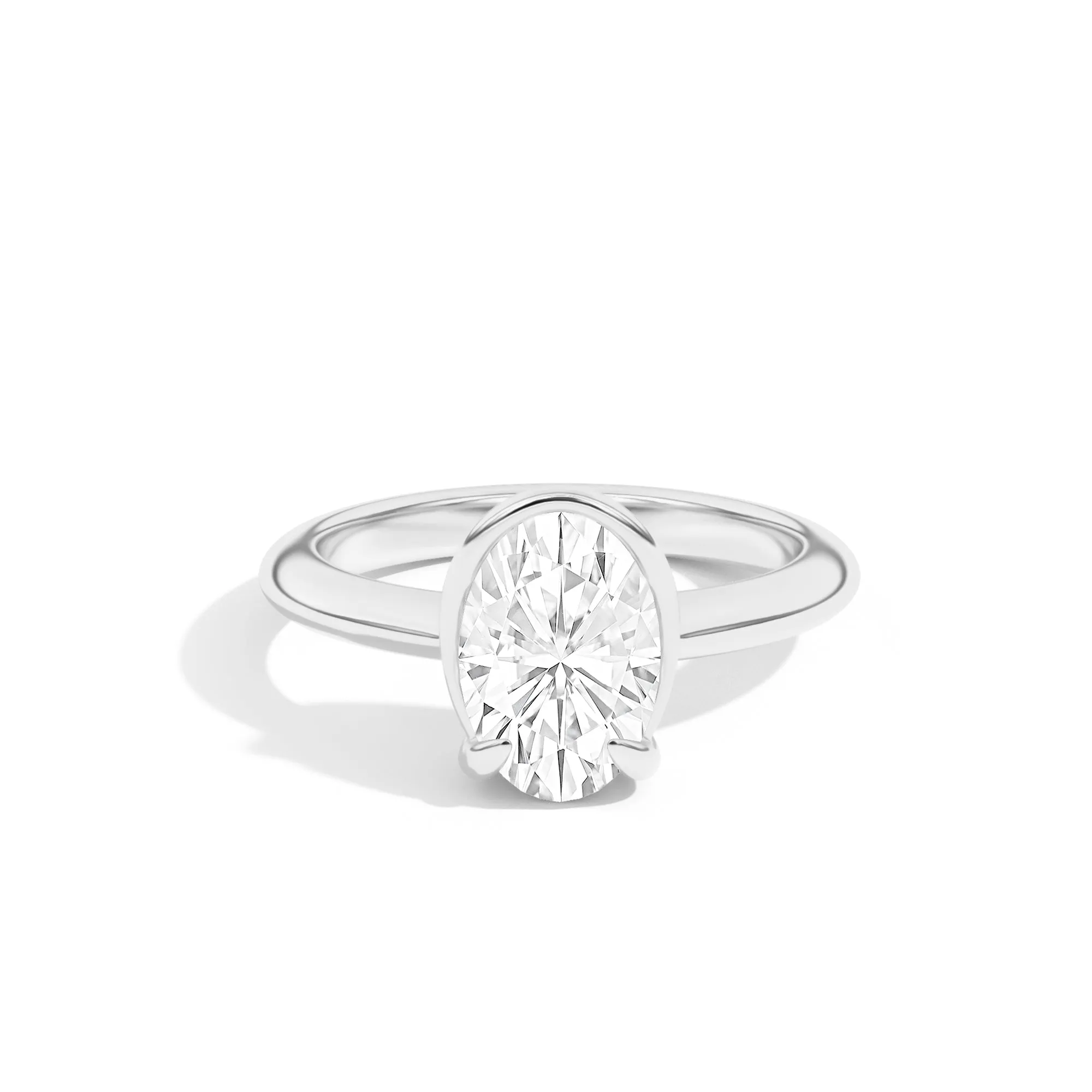 Ando Oval Sloping Semi-Bezel Ring