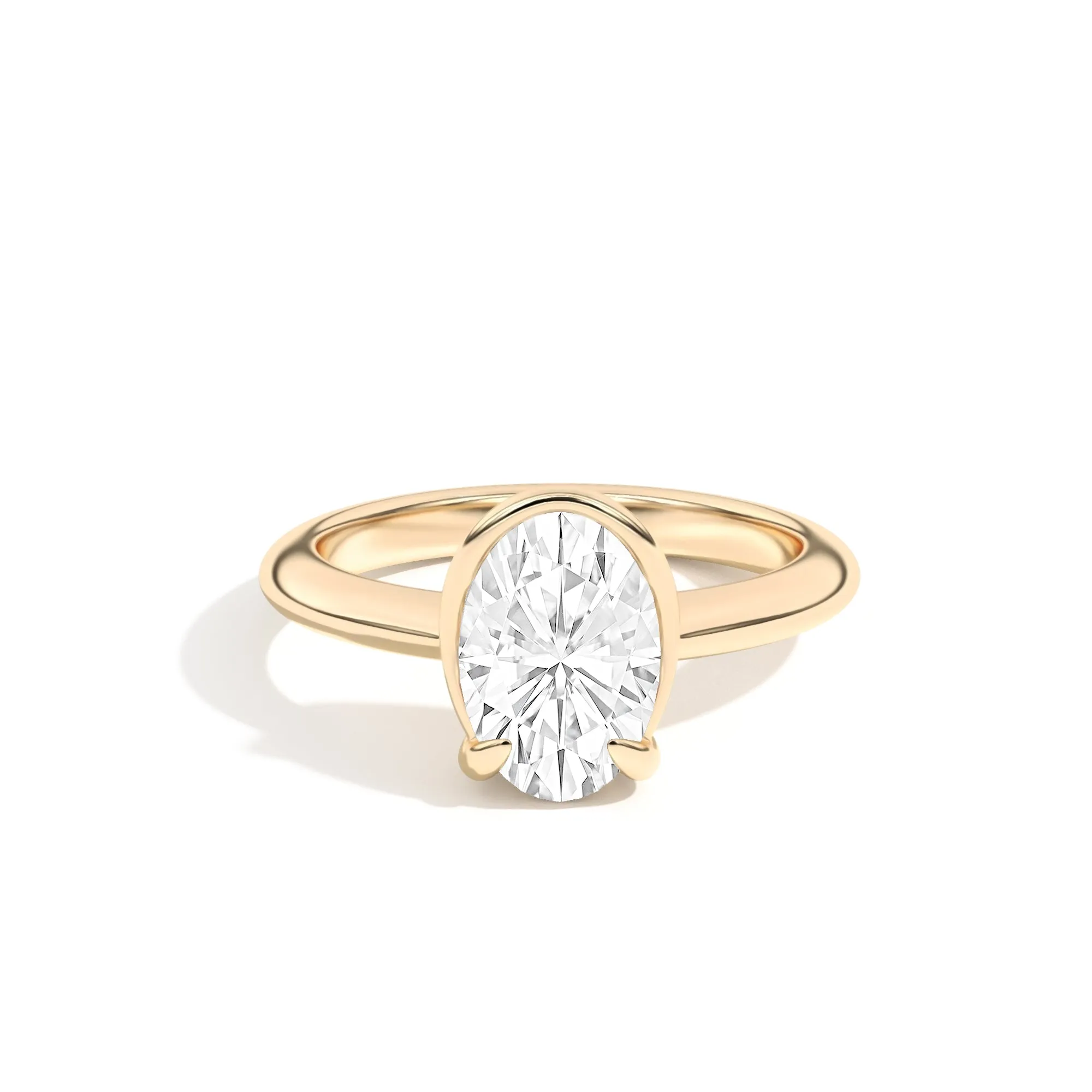 Ando Oval Sloping Semi-Bezel Ring