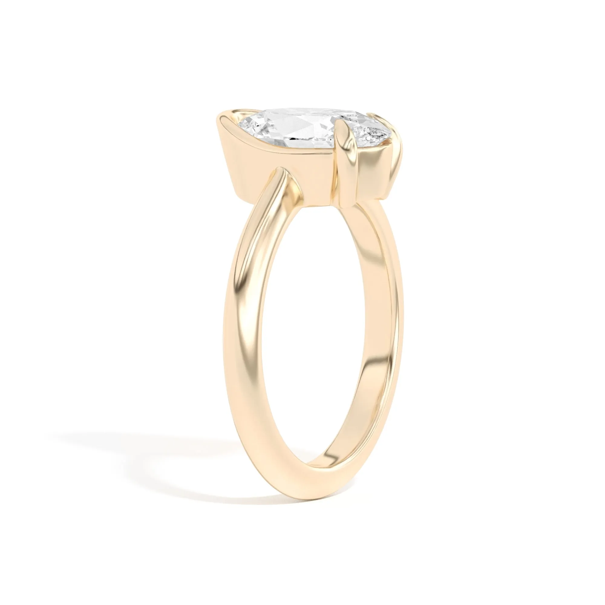 Ando Oval Sloping Semi-Bezel Ring