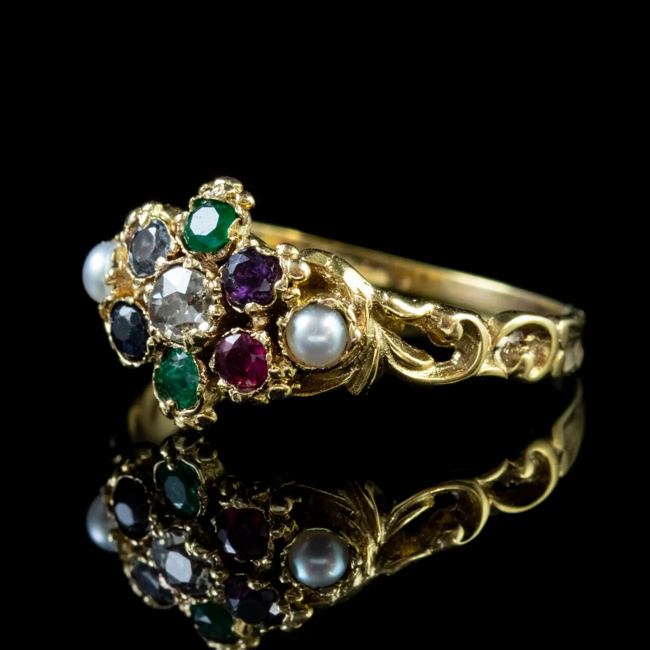 Antique Georgian Dearest Ring 18Ct Gold Circa 1830