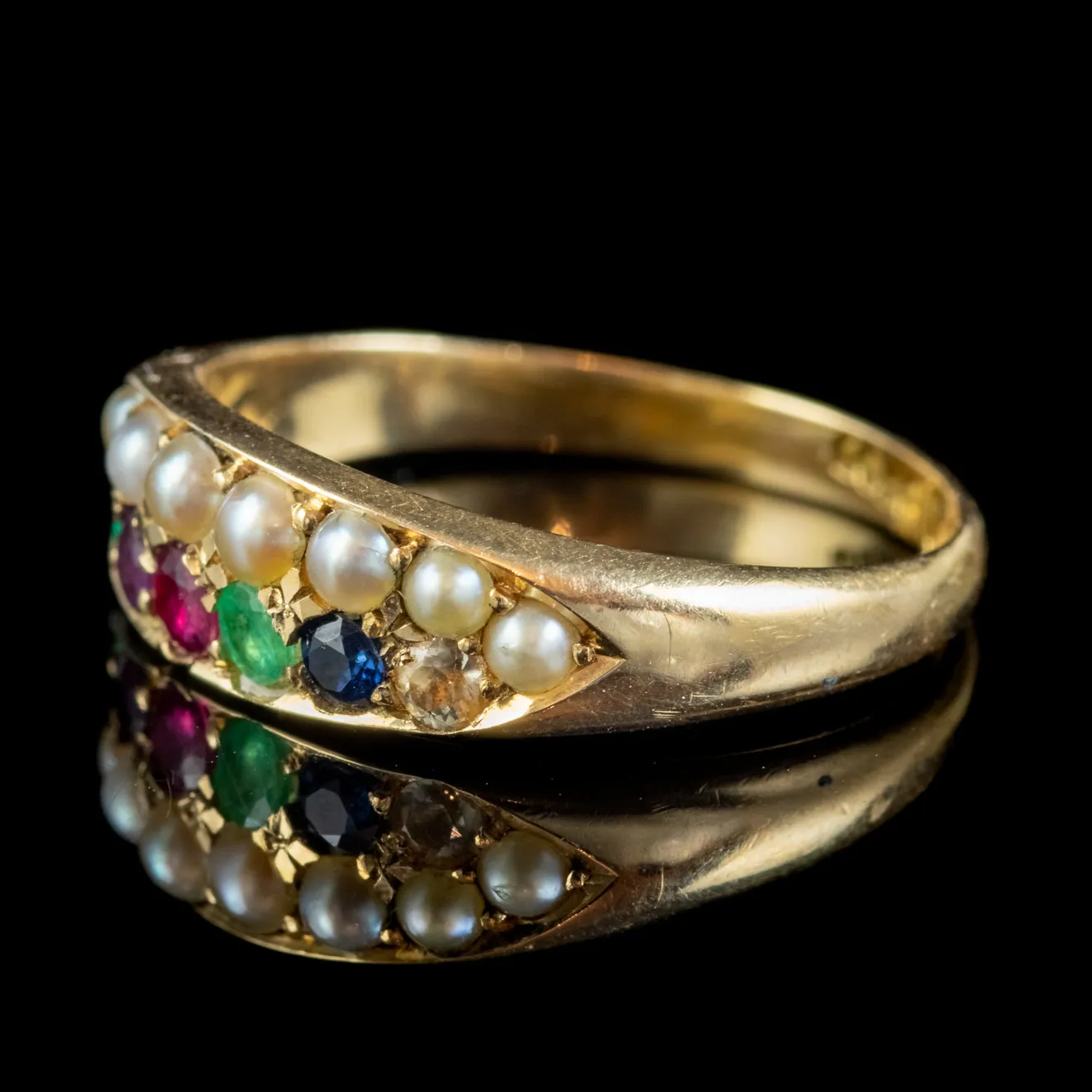 Antique Victorian Dearest Gemstone Acronym Ring Dated 1889