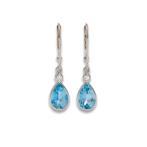 Aquamarine Pear Shape Dangles with Diamonds