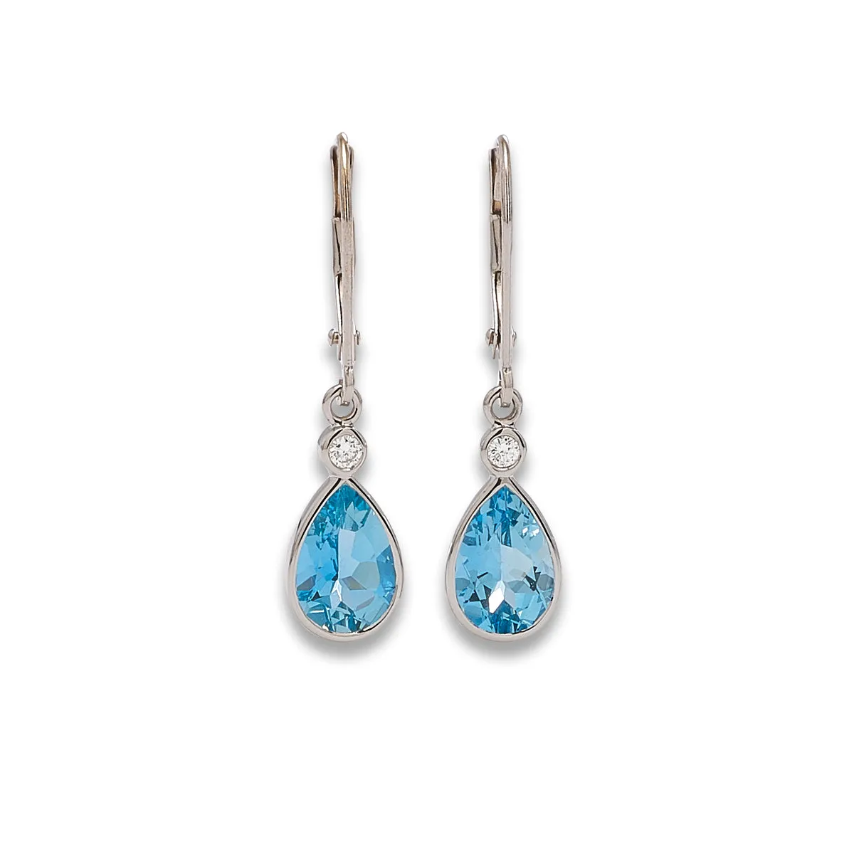 Aquamarine Pear Shape Dangles with Diamonds