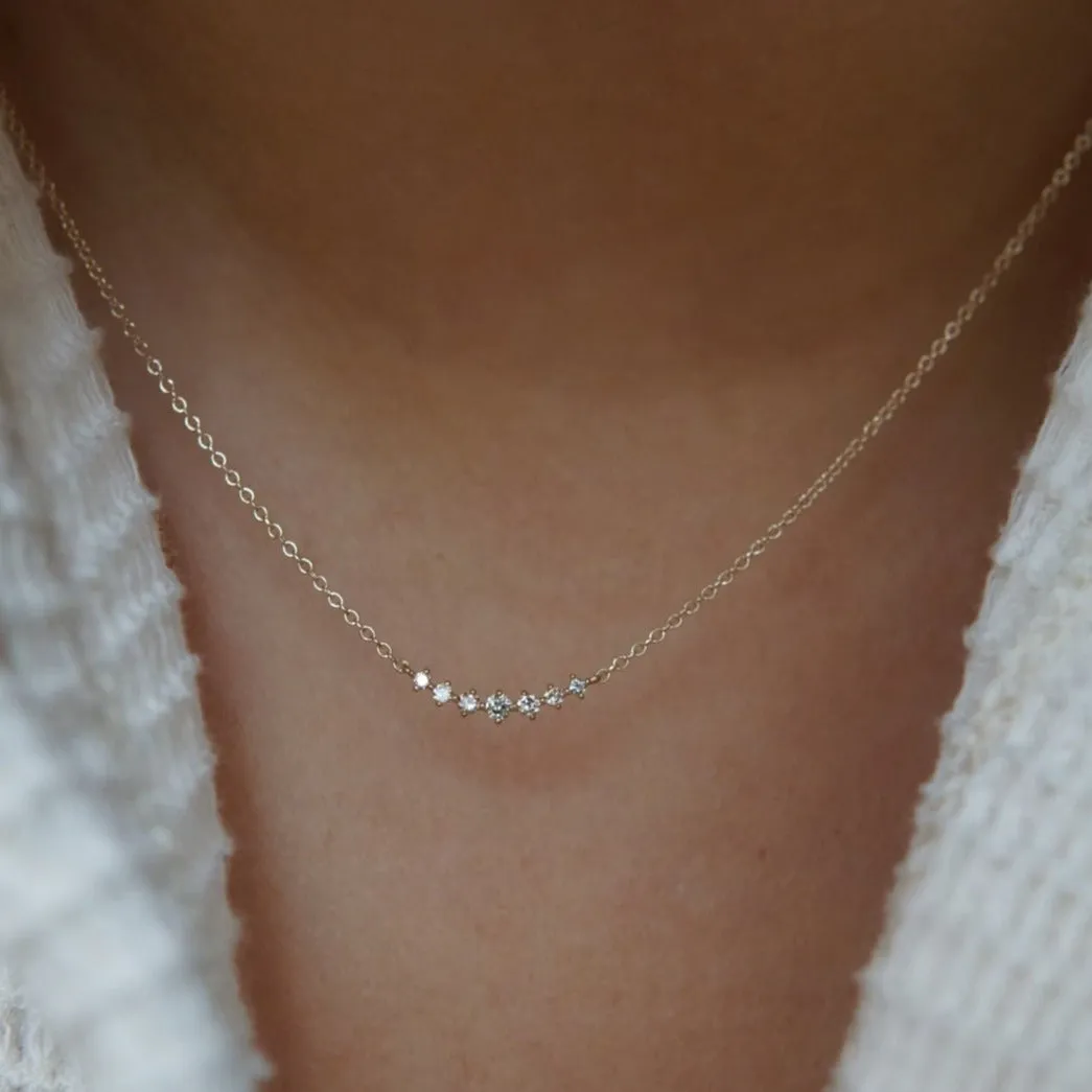 Arch Diamond Necklace - Solid 14kt