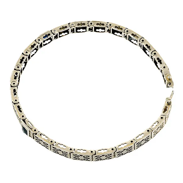 Art Deco Sapphire & Diamond Filigree Bracelet