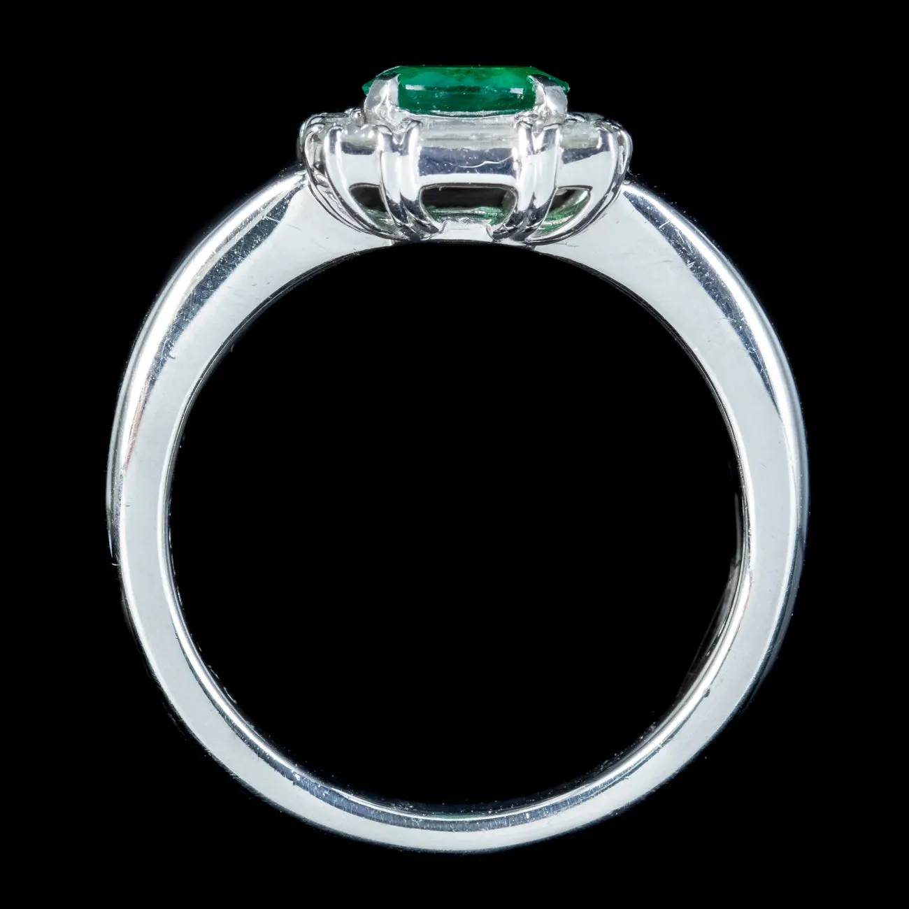 Art Deco Style Emerald Diamond Ring 0.41ct Zambian Emerald