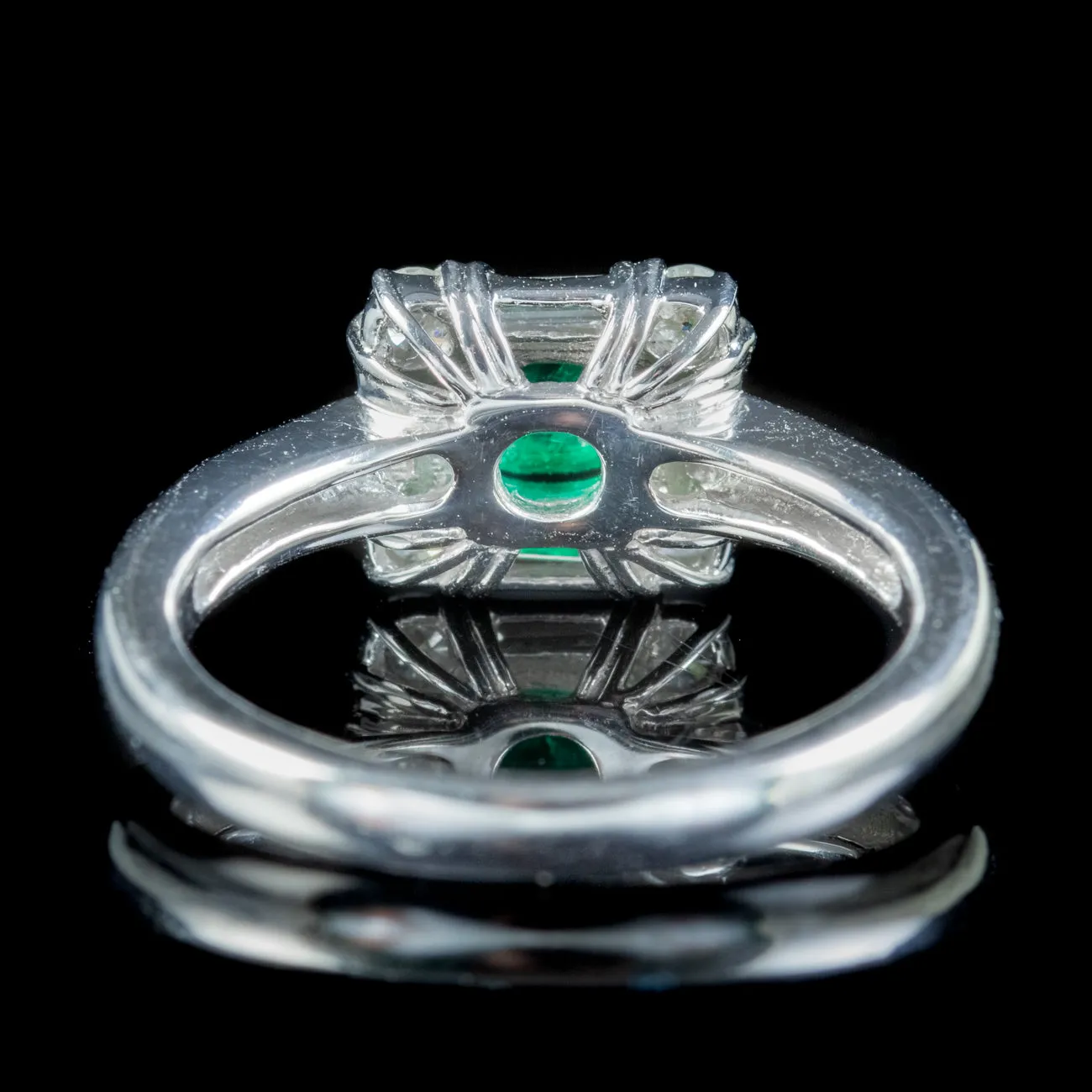 Art Deco Style Emerald Diamond Ring 0.41ct Zambian Emerald