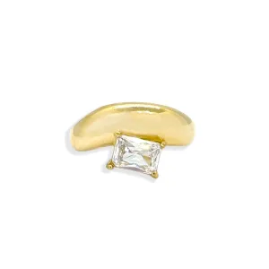 ASTRID GOLD EMERALD SOLITAIRE ASYMMETRICAL DOME RING