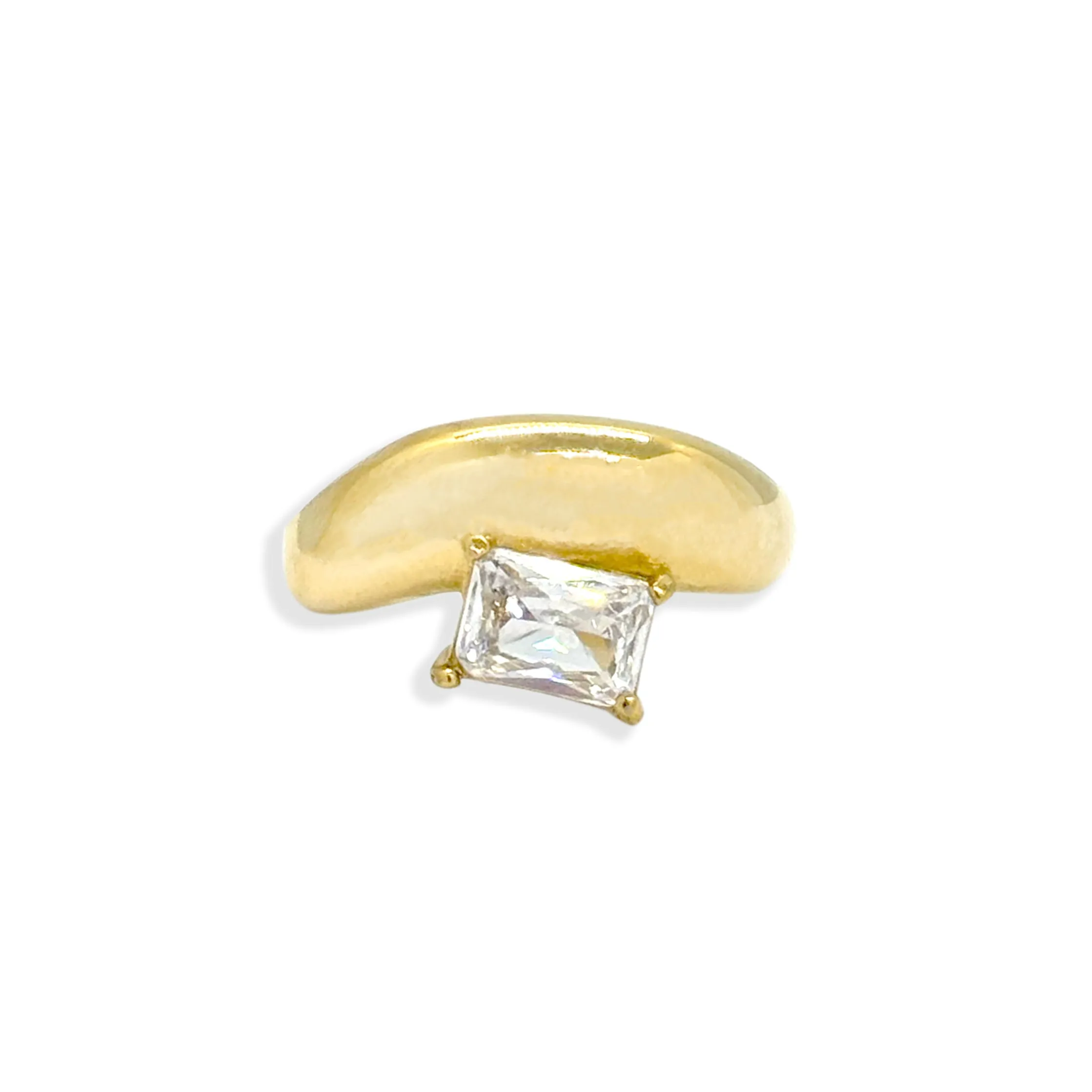 ASTRID GOLD EMERALD SOLITAIRE ASYMMETRICAL DOME RING