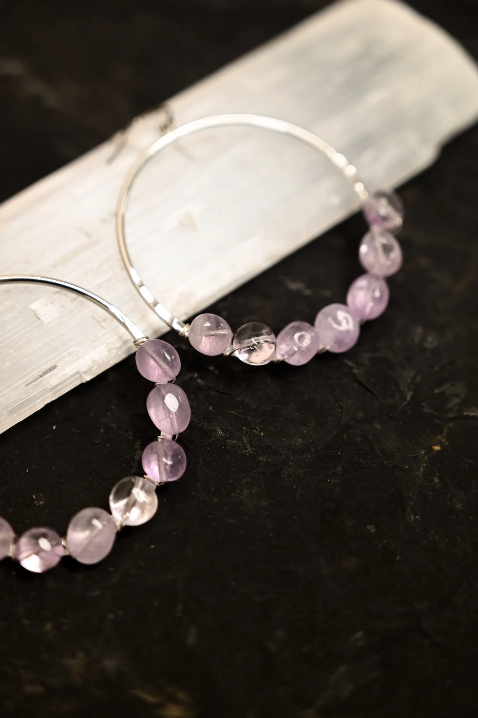 Awakening Amethyst Silver Hoop Earrings
