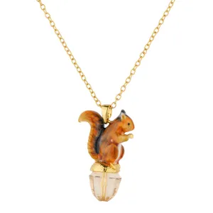 Beautiful Acorn Squirrel Enamel Necklaces Pendants Hand-painted Fashion Jewelry