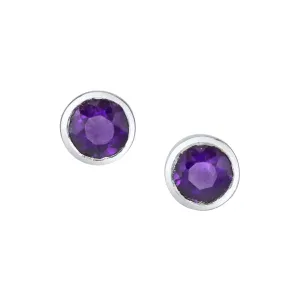 Bezel-Set Four Peaks Amethyst Solitaire Studs