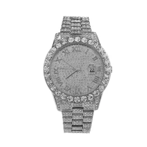 Big Rocks with Date Iced Out Bling Hip Hop Watch