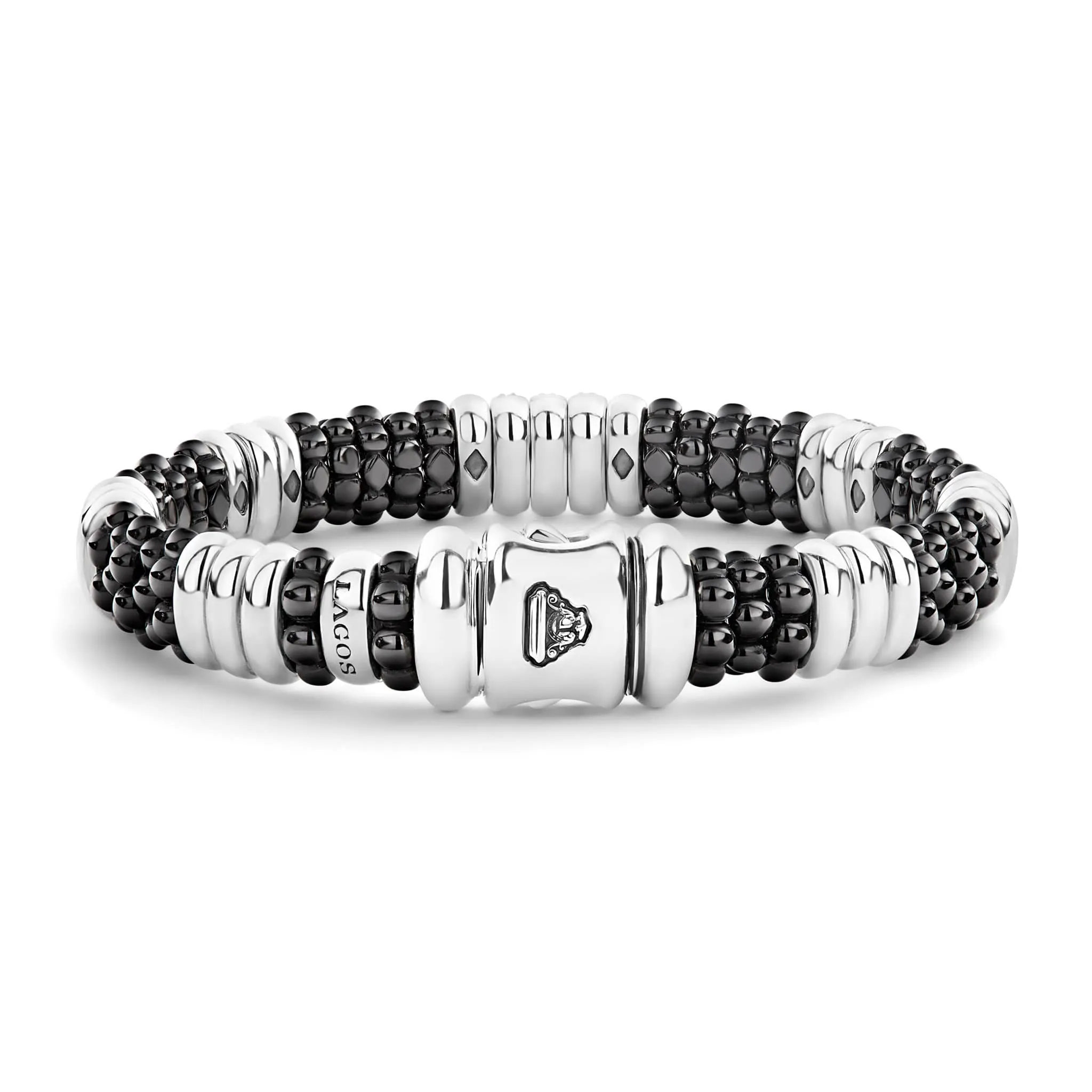 Black Caviar Five Station Ceramic Diamond Bracelet | 9mm