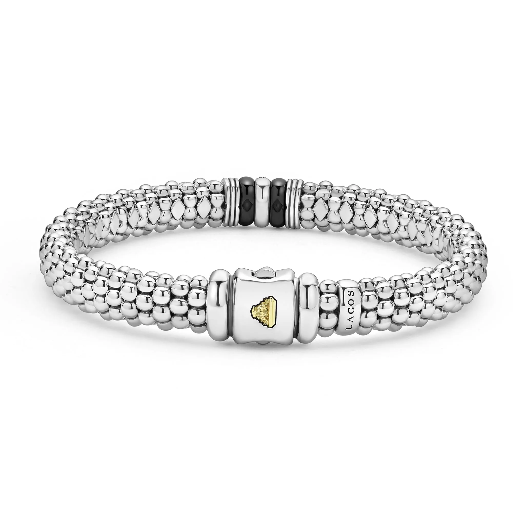 Black Caviar Single Station Diamond Caviar Bracelet | 9mm