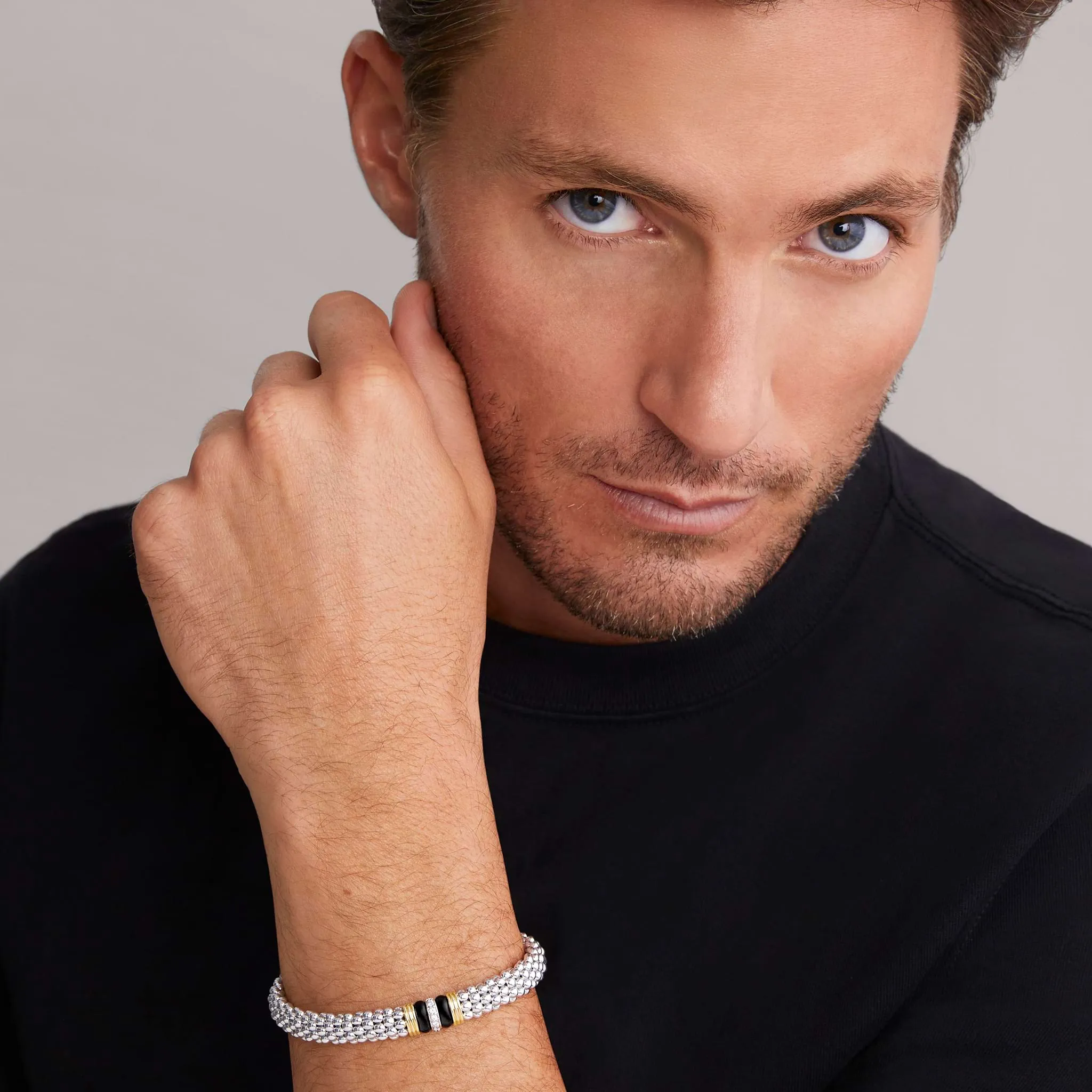 Black Caviar Single Station Diamond Caviar Bracelet | 9mm