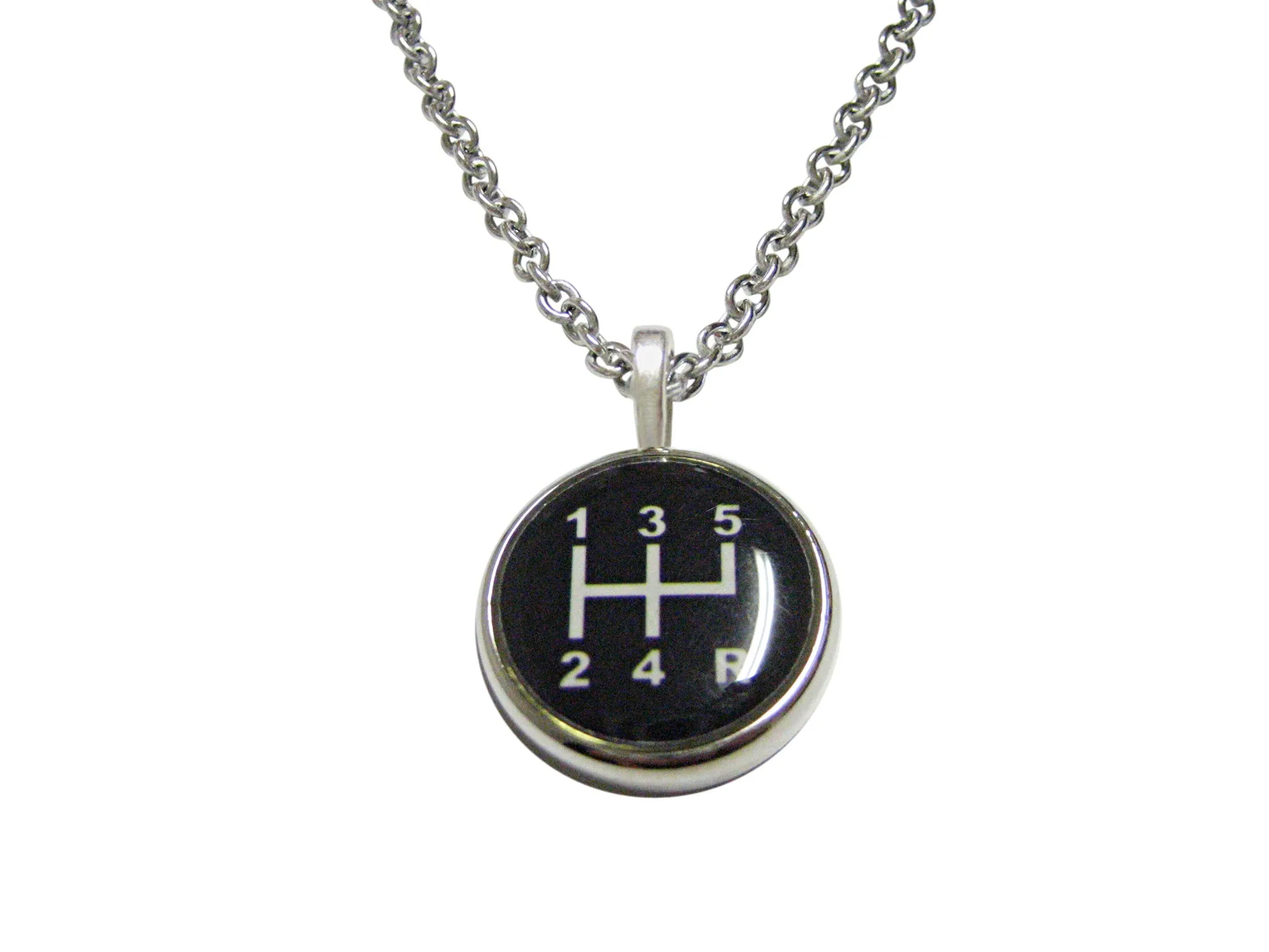 Black Gear Shift Pendant Necklace