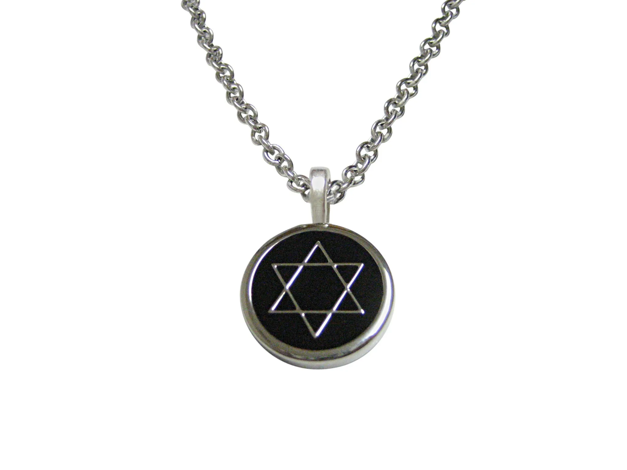 Black Star of David Pendant Necklace