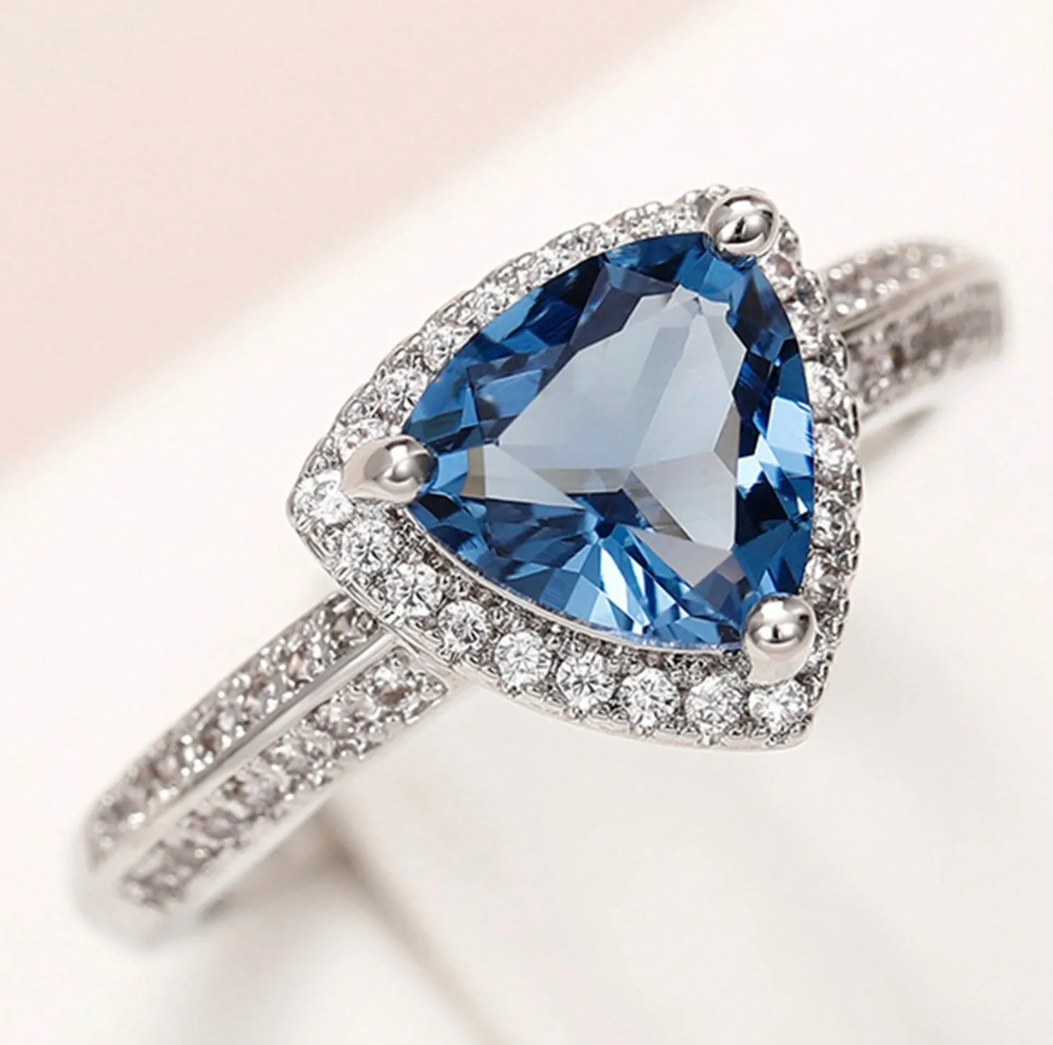 Blue Diamond Engagement Ring | Blue Wedding Ring | Wedding Ring | Blue Wedding Ring | Trilliant engagement ring | Trillion Wedding Ring