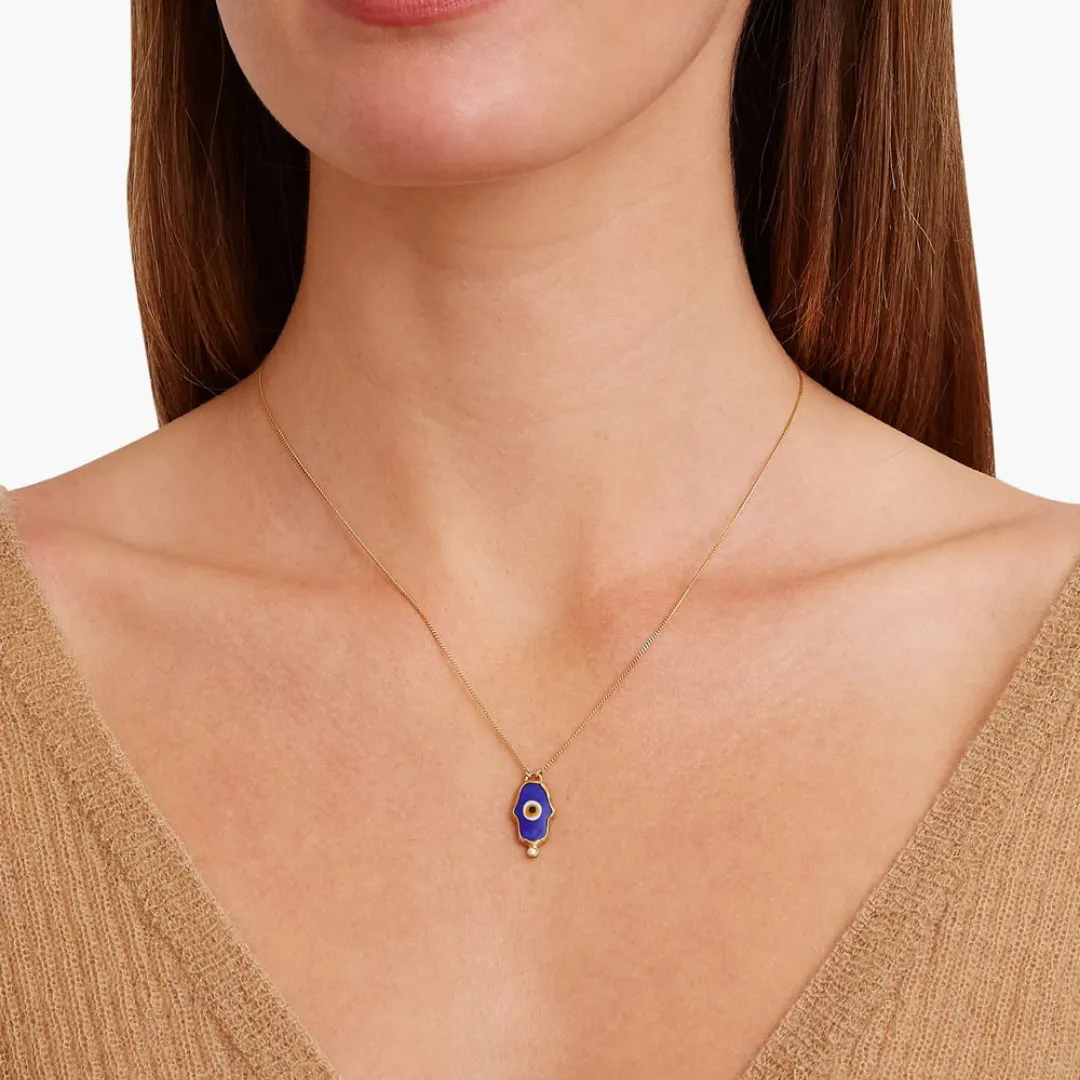 Blue Evil Eye Hamsa Necklace