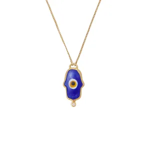 Blue Evil Eye Hamsa Necklace
