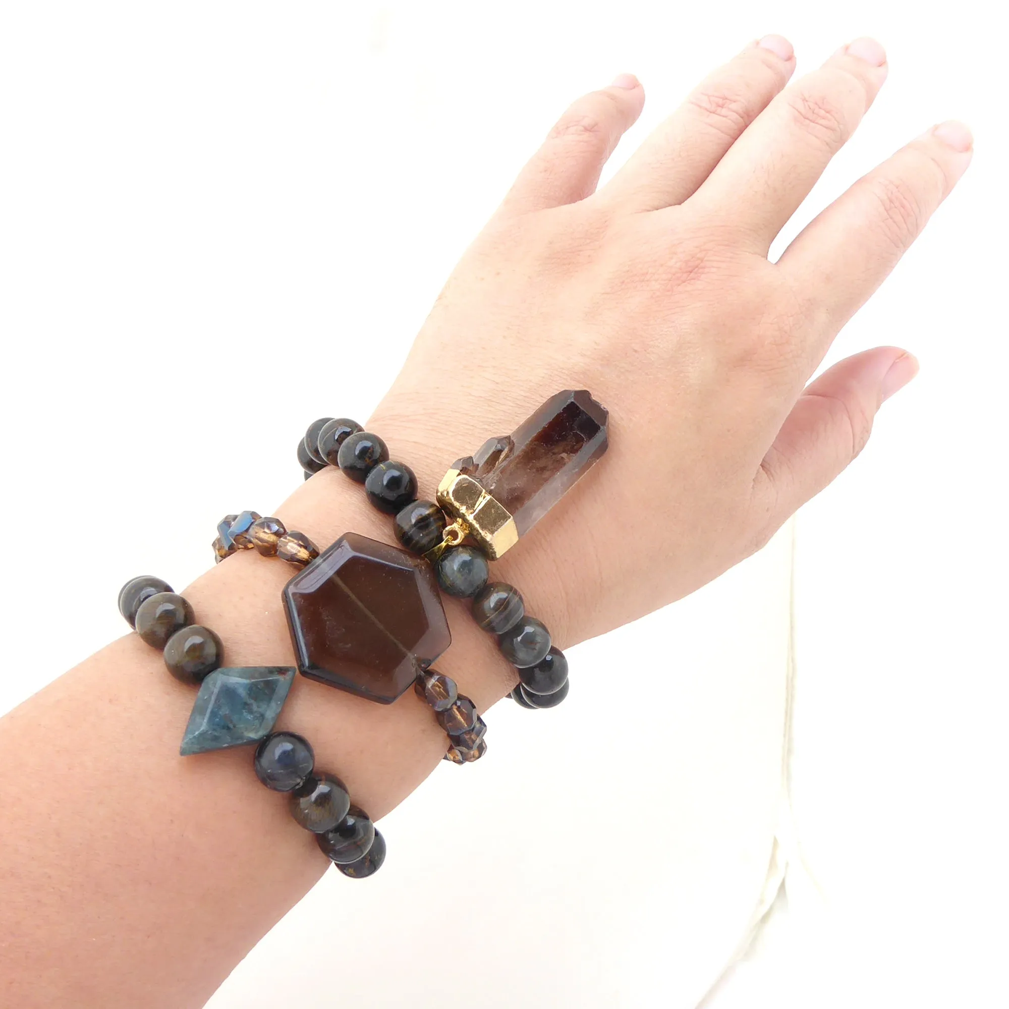 Blue tigers eye bracelet set