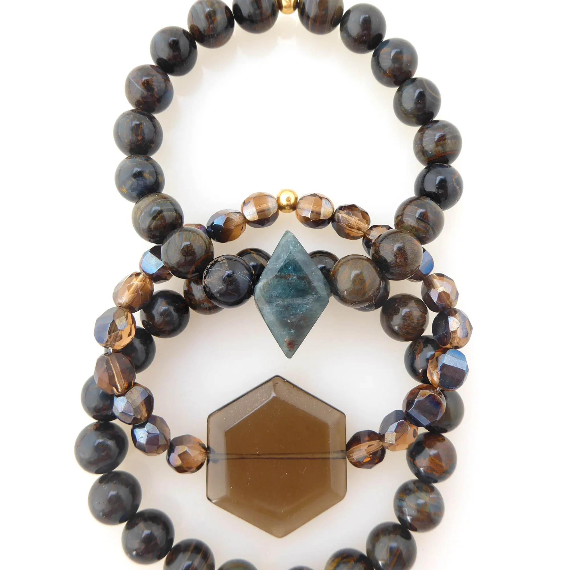 Blue tigers eye bracelet set