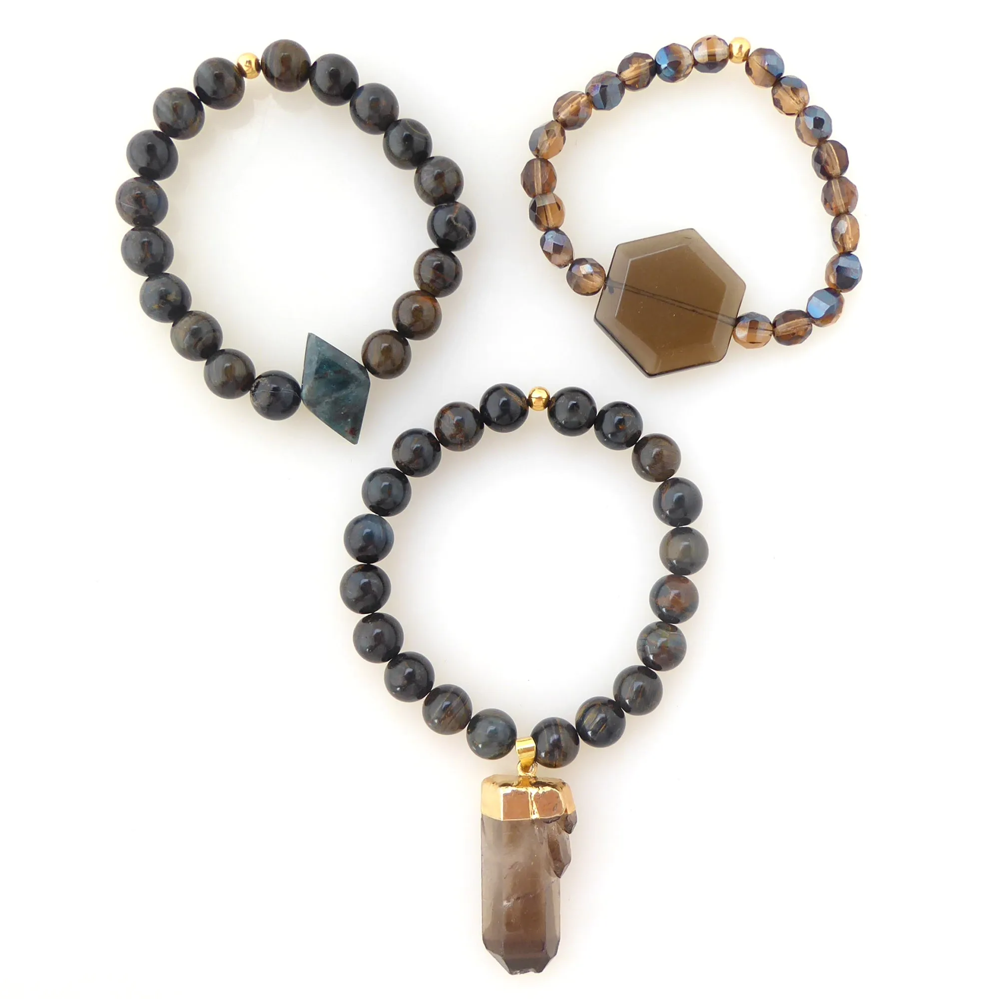 Blue tigers eye bracelet set