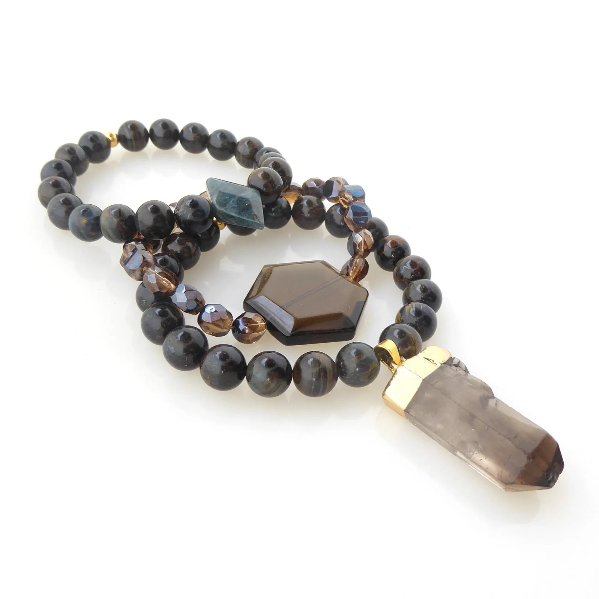 Blue tigers eye bracelet set