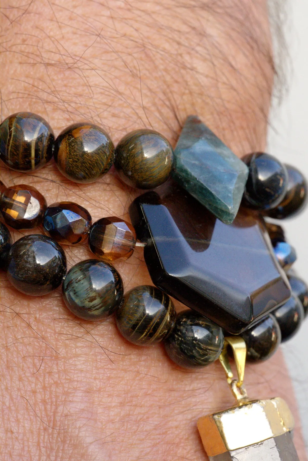 Blue tigers eye bracelet set