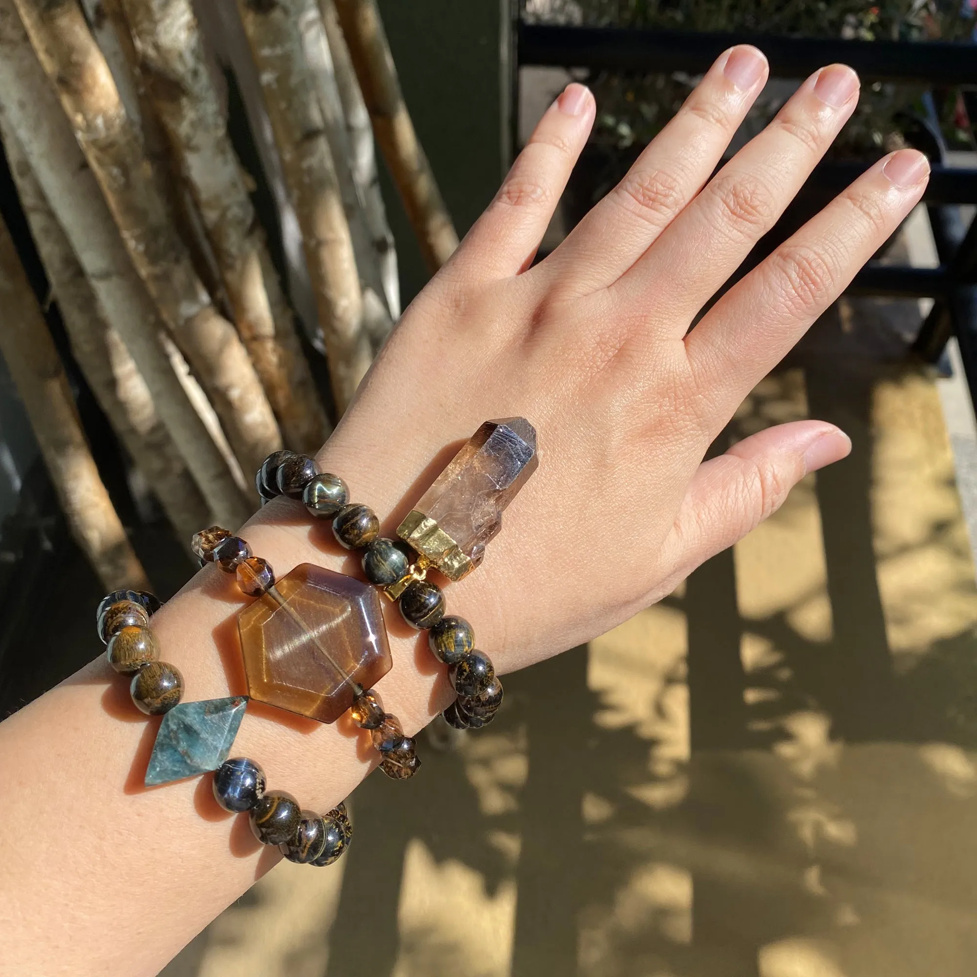 Blue tigers eye bracelet set