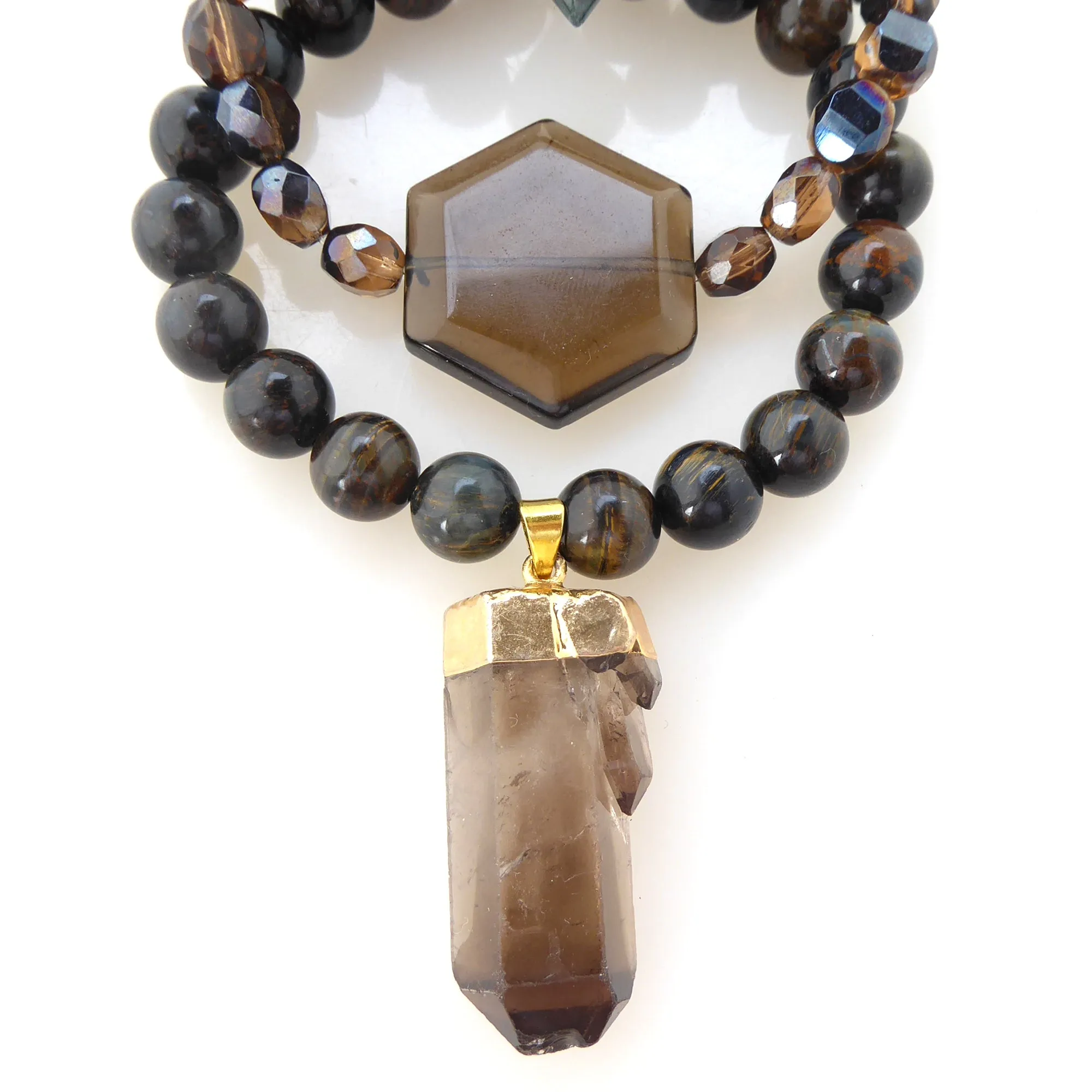 Blue tigers eye bracelet set