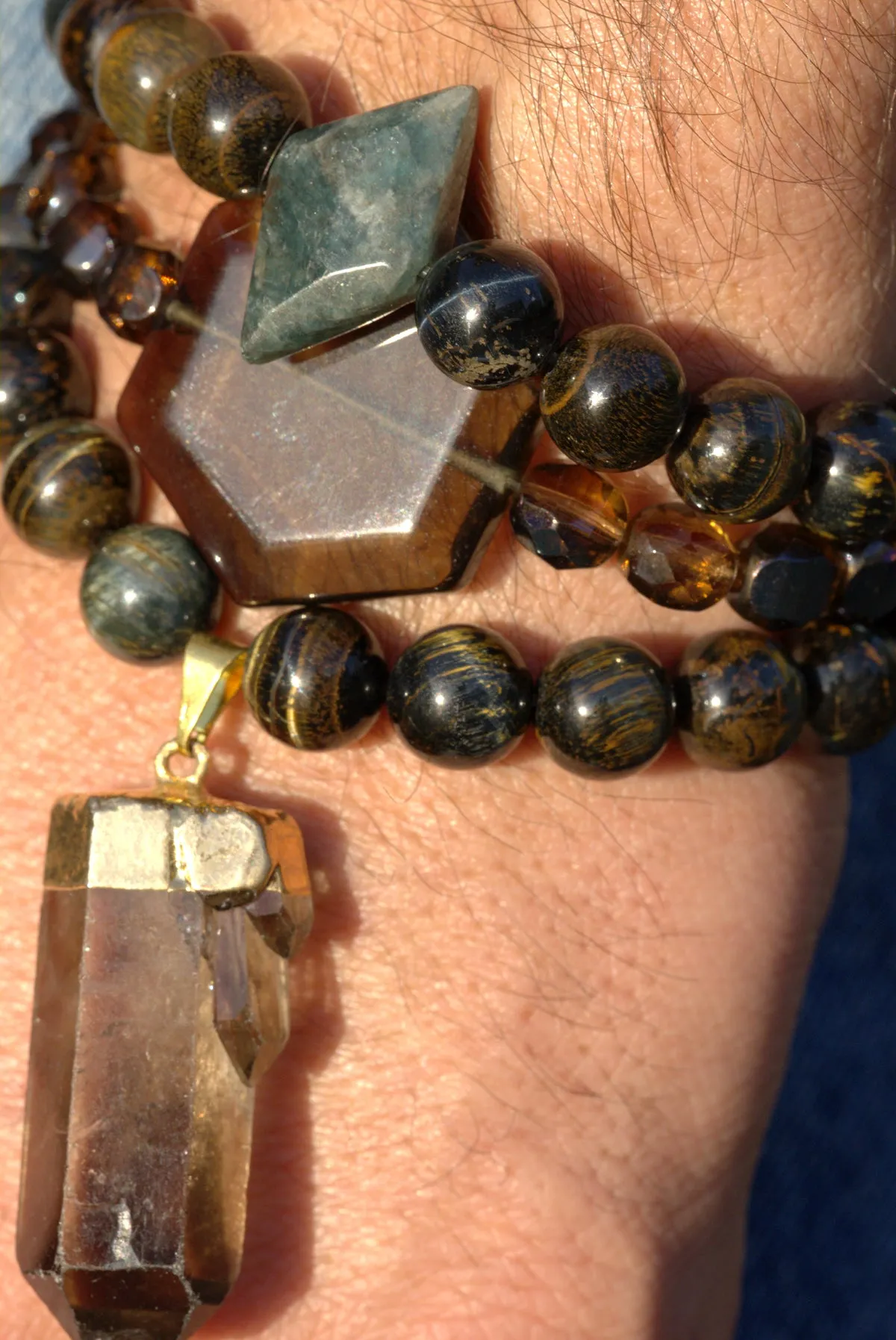 Blue tigers eye bracelet set