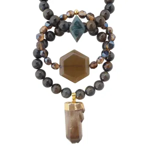 Blue tigers eye bracelet set