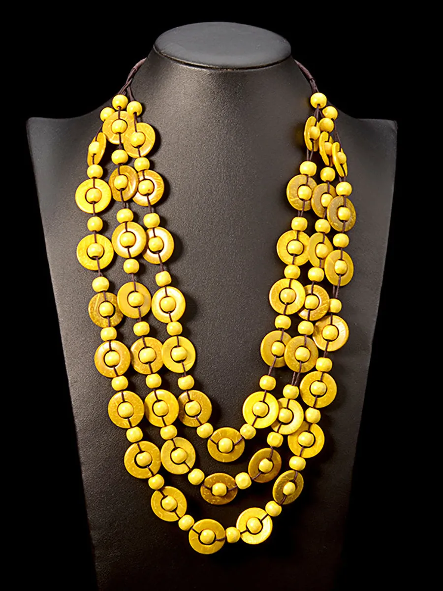 Bohemia Wooden Bead Weave Multilayer Necklace
