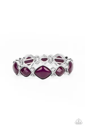 Boldly BEAD-azzled - Purple - Diamond-Shaped Plum Beads Paparazzi Stretchy Bracelet